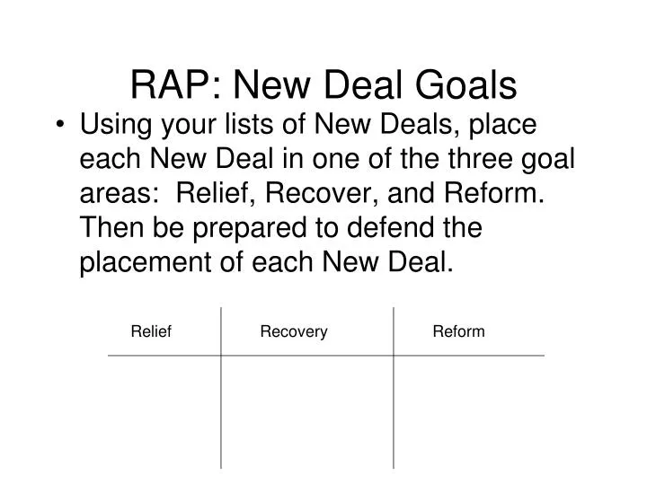 rap new deal goals