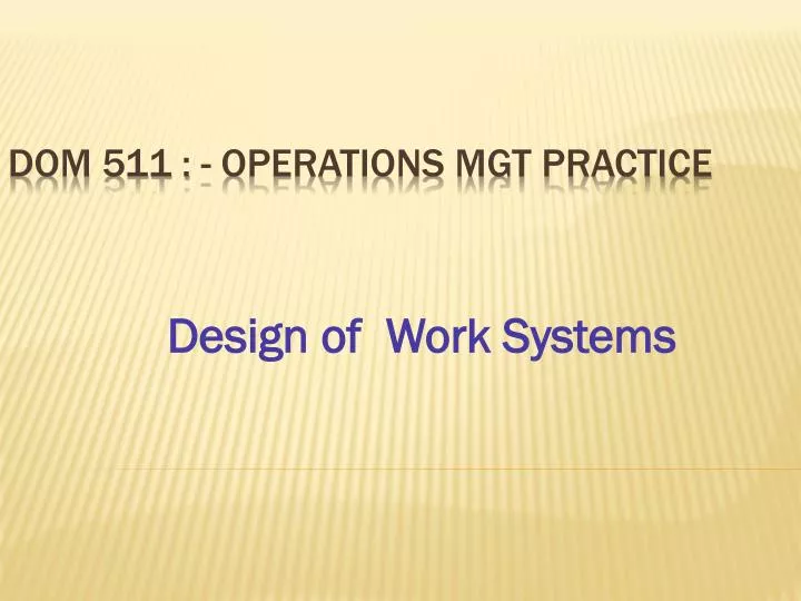 design of work systems