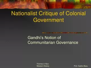 Nationalist Critique of Colonial Government