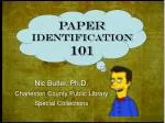Paper Identification 101 - slide 1