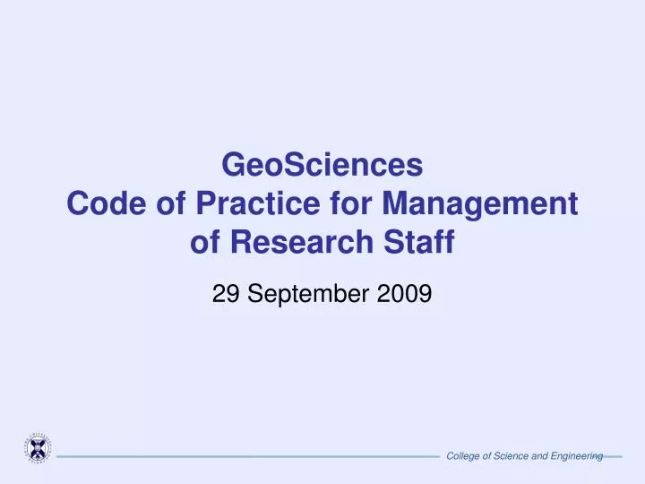 geosciences code of practice for management of research staff