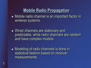 Mobile Radio Propagation