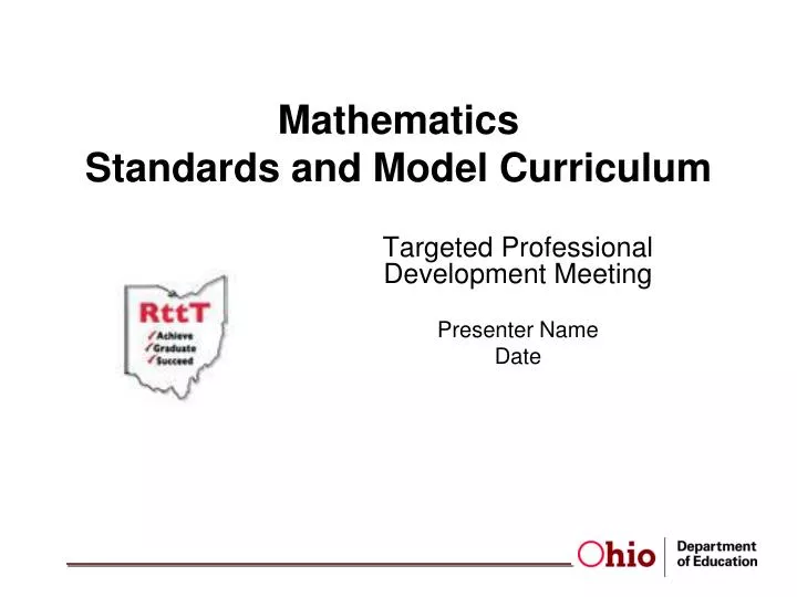 mathematics standards and model curriculum
