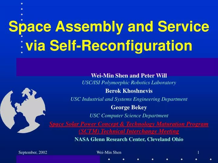 space assembly and service via self reconfiguration