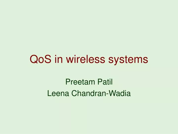 qos in wireless systems