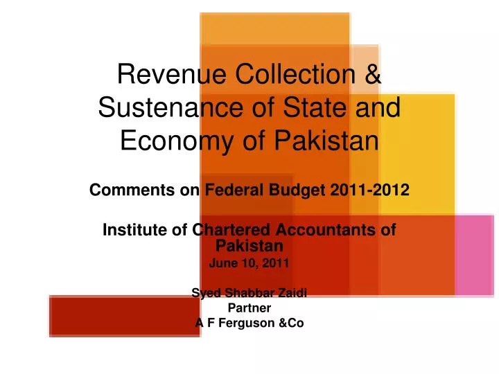revenue collection sustenance of state and economy of pakistan