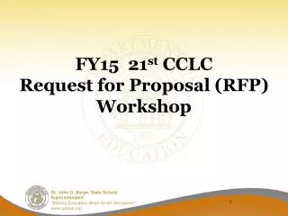 FY15 21 st CCLC Request for Proposal (RFP) Workshop