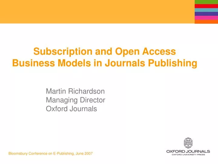 subscription and open access business models in journals publishing