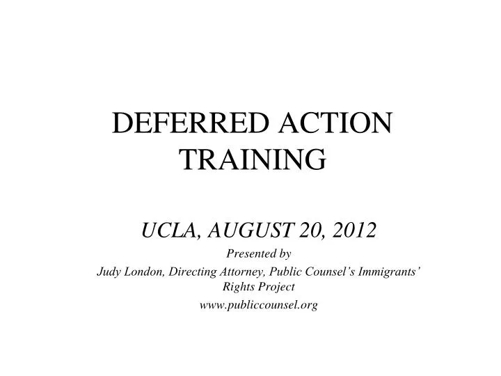 deferred action training
