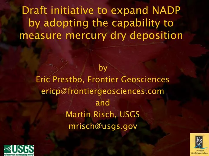 draft initiative to expand nadp by adopting the capability to measure mercury dry deposition