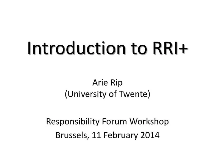 introduction to rri