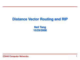 Distance Vector Routing and RIP Neil Tang 10/29/2008