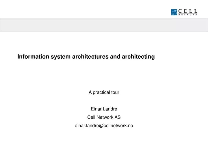 information system architectures and architecting