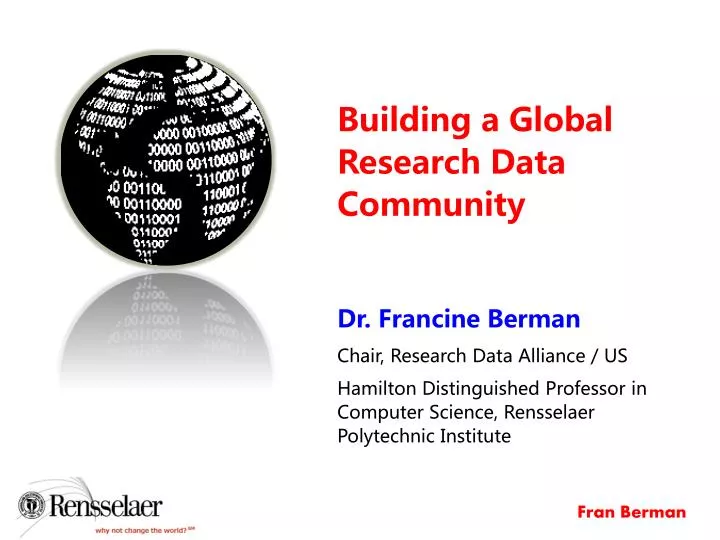 building a global r esearch data community