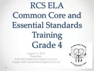 RCS ELA Common Core and Essential Standards Training Grade 4