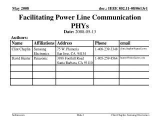 Facilitating Power Line Communication PHYs