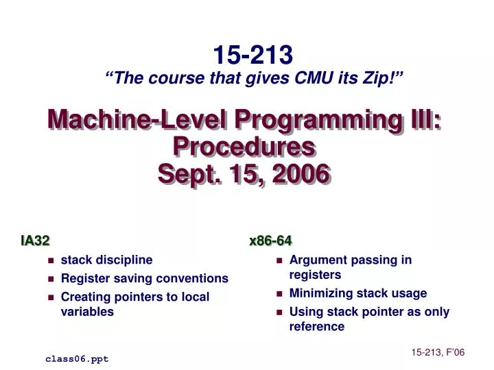 machine level programming iii procedures sept 15 2006