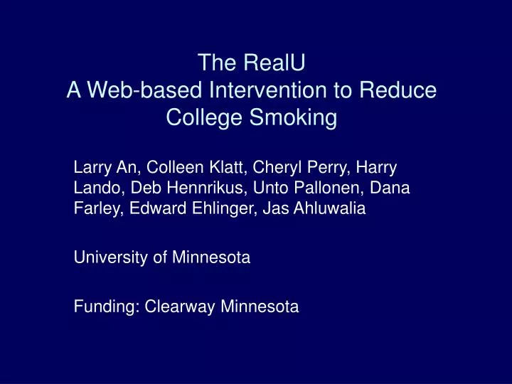 the realu a web based intervention to reduce college smoking