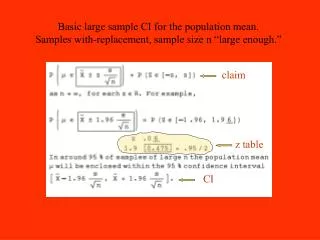 Basic large sample CI for the population mean.
