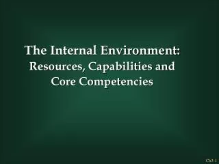 The Internal Environment: Resources, Capabilities and Core Competencies
