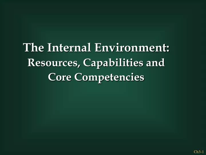 the internal environment resources capabilities and core competencies