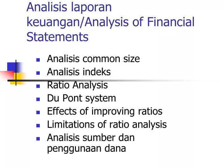 analisis laporan keuangan analysis of financial statements