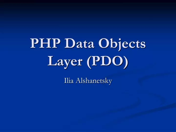 php data objects layer pdo