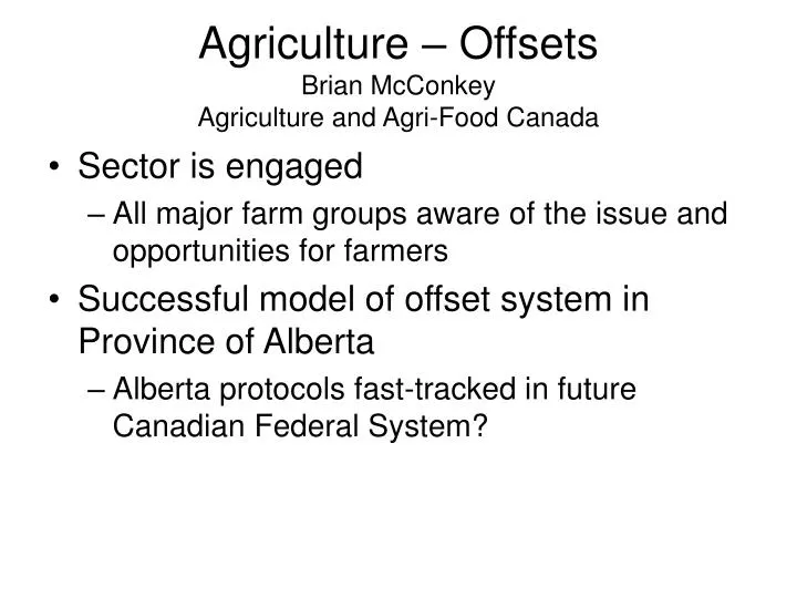 agriculture offsets brian mcconkey agriculture and agri food canada