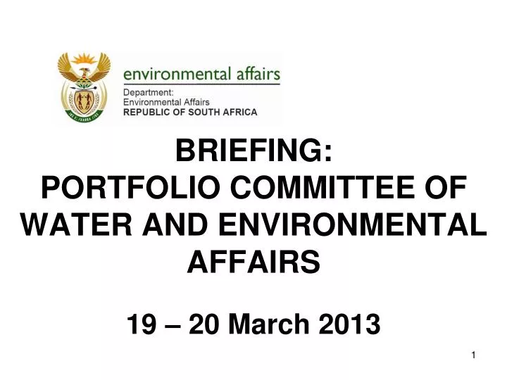 briefing portfolio committee of water and environmental affairs