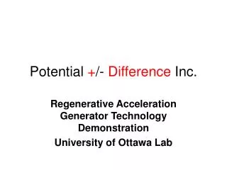 Potential + /- Difference Inc.