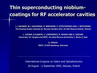 Thin superconducting niobium-coatings for RF accelerator cavities