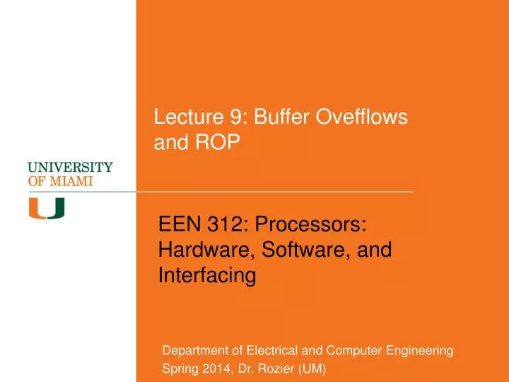 lecture 9 buffer ovefflows and rop