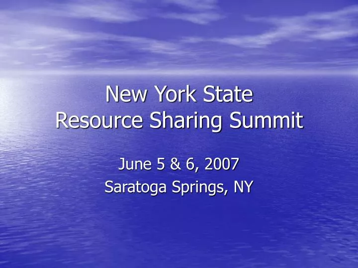 new york state resource sharing summit