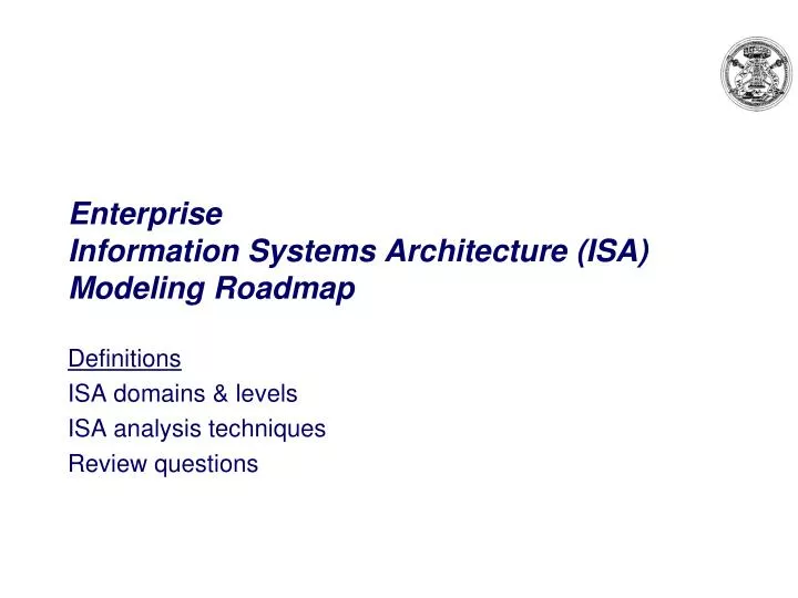 enterprise information systems architecture isa modeling roadmap