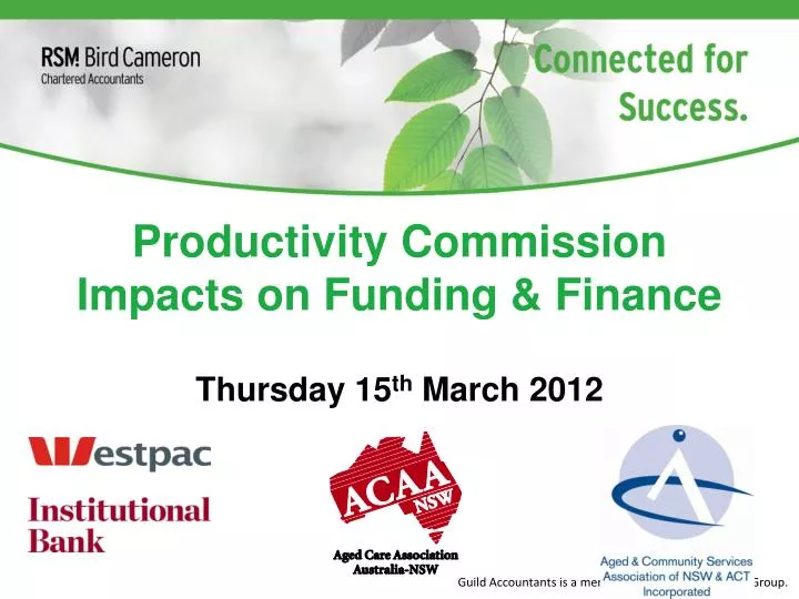 productivity commission impacts on funding finance