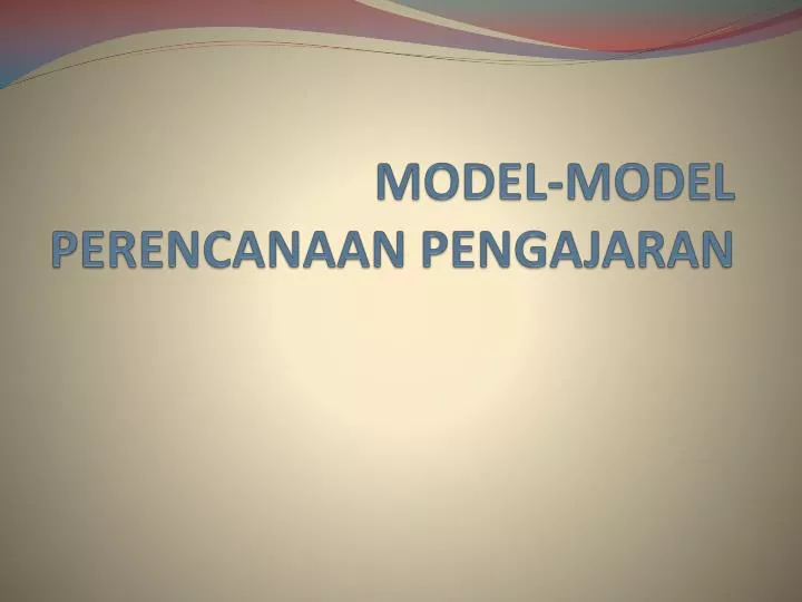 model model perencanaan pengajaran