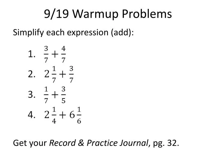 9 19 warmup problems