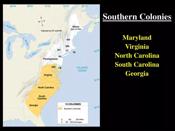 PPT Southern Colonies Maryland Virginia North Carolina South