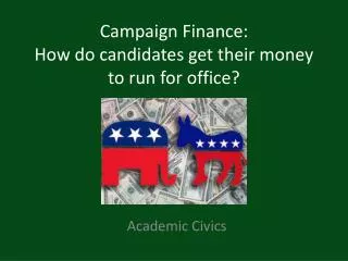 Campaign Finance: How do candidates get their money to run for office?