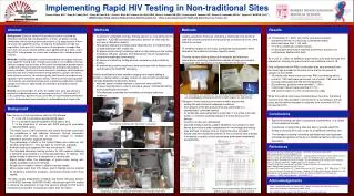 Implementing Rapid HIV Testing in Non-traditional Sites