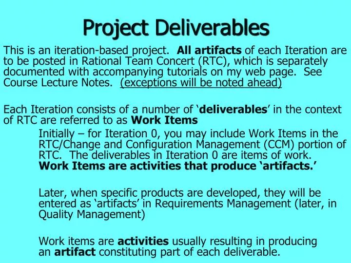 project deliverables