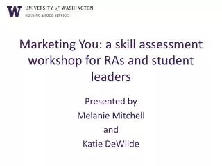 Marketing You: a skill assessment workshop for RAs and student leaders