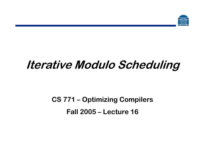 iterative modulo scheduling