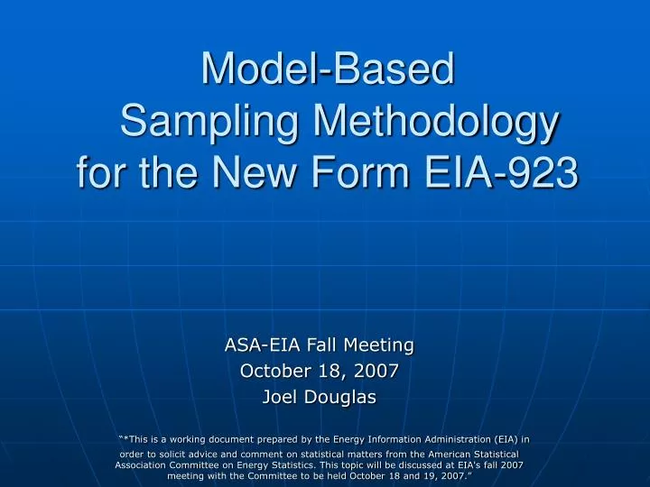 model based sampling methodology for the new form eia 923