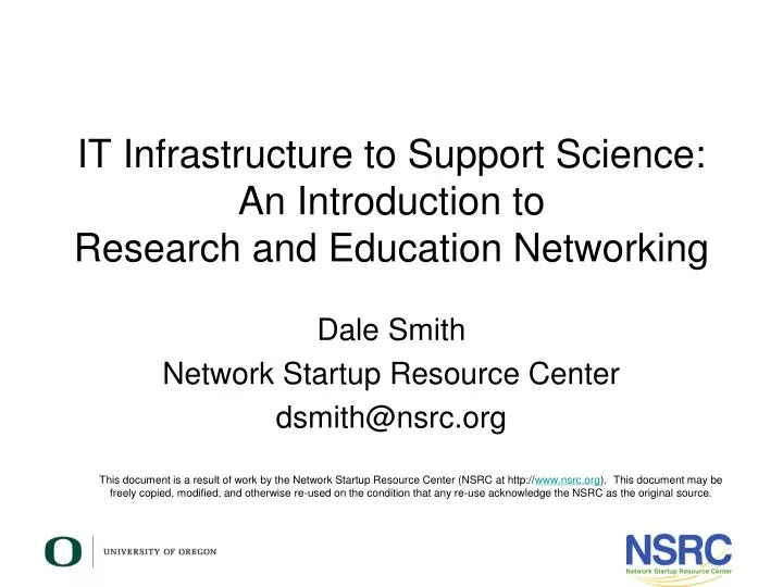 it infrastructure to support science an introduction to research and education networking
