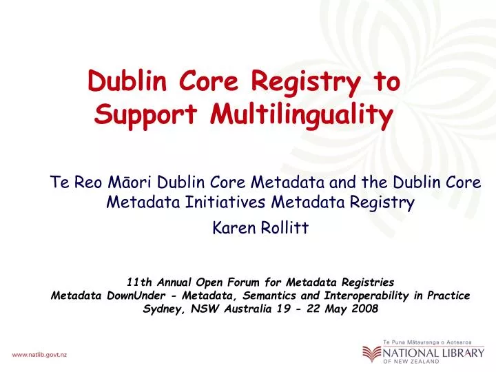 dublin core registry to support multilinguality