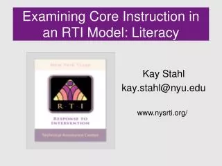 Examining Core Instruction in an RTI Model: Literacy