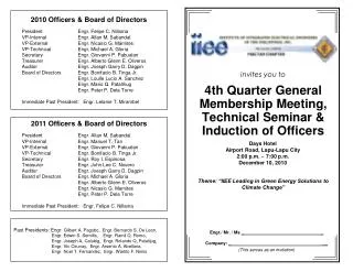 invites you to 4th Quarter General Membership Meeting, Technical Seminar &amp; Induction of Officers