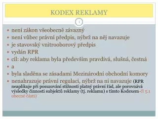 kodex reklamy