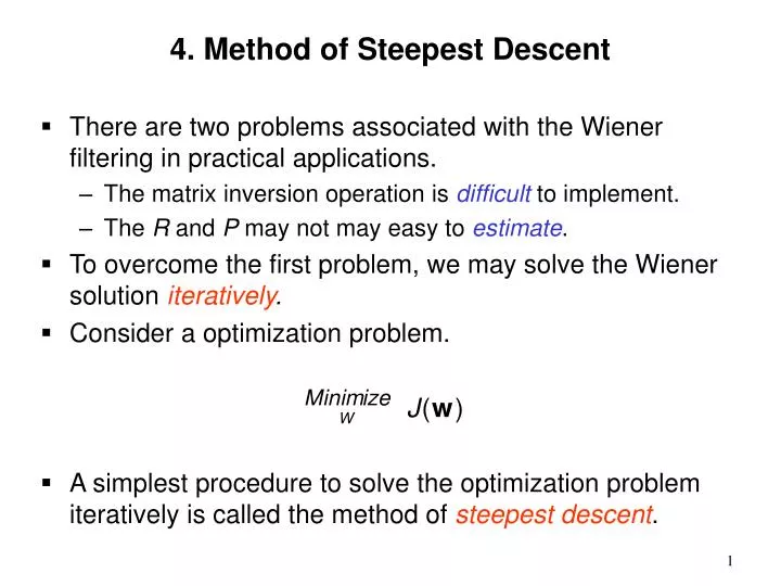 PROBLEM ON STEEPEST DESCENT METHOD 